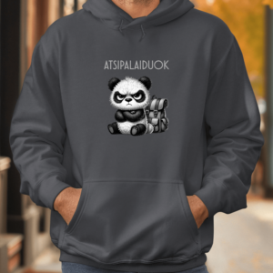 Unisex džemperis su spauda „Nepatenkinta panda“