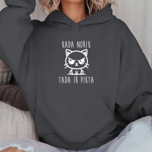 Unisex džemperis su spauda „Piktas kačiukas“