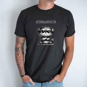 Unisex marškinėliai su spauda „Nepatenkintas šuniukas“
