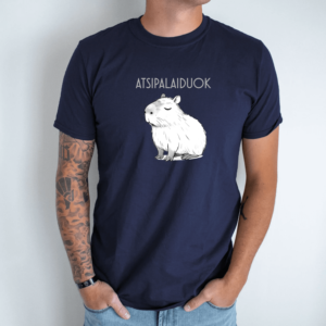 Unisex marškinėliai su spauda „Atsipalaiduojanti capybara“
