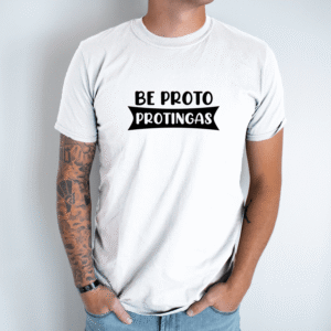 Unisex marškinėliai su spauda „Be proto protingas“