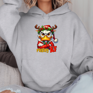 Unisex džemperis su spauda „Merry AF“