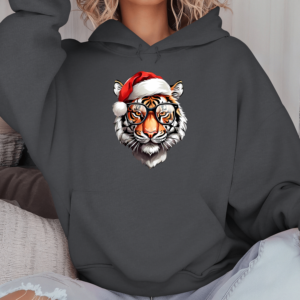 Unisex džemperis su spauda „Kalėdinis tigras“