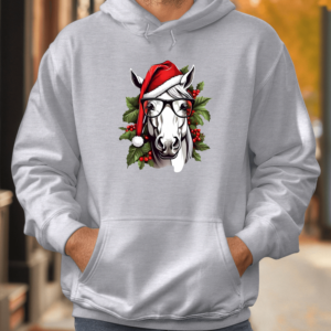 Unisex džemperis su spauda „Kalėdų arklys“