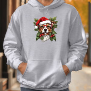 Unisex džemperis su spauda „Kalėdų šuniukas“