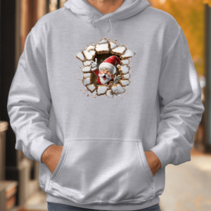 Unisex džemperis su spauda „Santa netikėtai pasirodo“