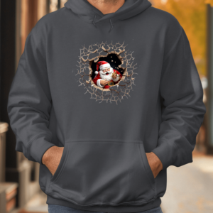 Unisex džemperis su spauda „Kalėdų Senelis ateina“