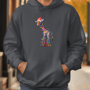 Unisex džemperis su spauda „Žirafa laukia Kalėdų“