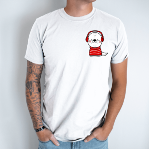 Unisex marškinėliai su spauda „Kalėdinė ūdra“