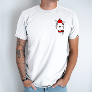 Unisex marškinėliai su spauda „Kalėdinis kiškutis“