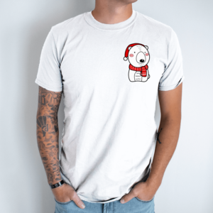 Unisex marškinėliai su spauda „Kalėdinis meškiukas“