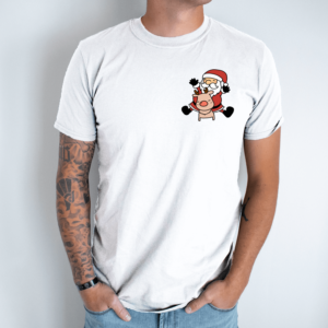 Unisex marškinėliai su spauda „Kalėdų senelis ir Rudolfas“