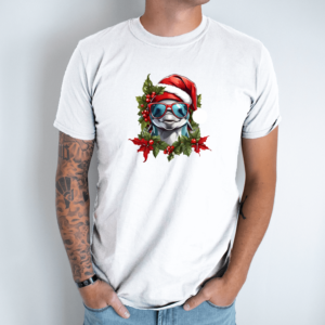 Unisex marškinėliai su spauda „Kalėdinis delfinas“