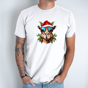 Unisex marškinėliai su spauda „Kalėdų kupranugaris“