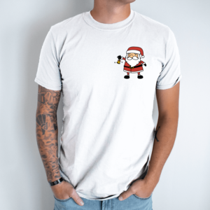 Unisex marškinėliai su spauda „Kalėdų senelis su varpeliu“