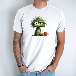 Unisex marškinėliai su spauda „Niurzga su kavos puodeliu“