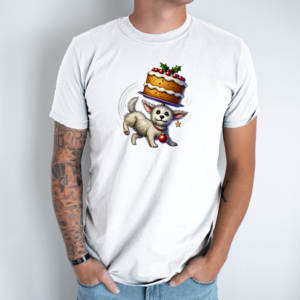 Unisex marškinėliai su spauda „Šuniukas vaišių nešėjas“