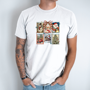 Unisex marškinėliai su spauda „Šventiniai pašto ženklai“