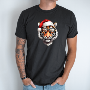 Unisex marškinėliai su spauda „Kalėdinis tigras“