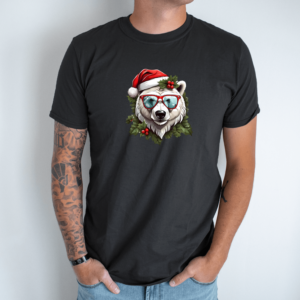 Unisex marškinėliai su spauda „Kaledų lokys“