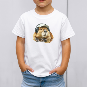 Vaikiški marškinėliai su spauda „DJ Bebras“