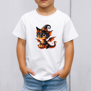 Vaikiški marškinėliai su spauda „Helovino drakoniukas“