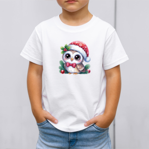 Vaikiški marškinėliai su spauda „Kalėdinė pelėdėlė“