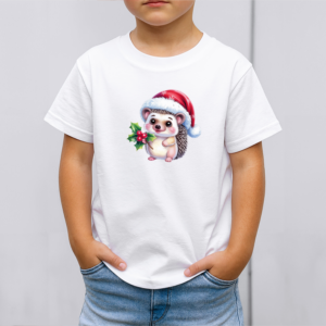 Vaikiški marškinėliai su spauda „Kalėdinis ežiukas“