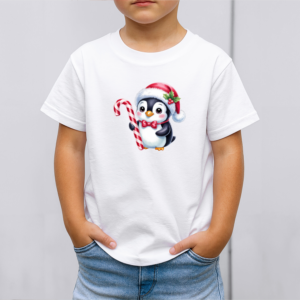 Vaikiški marškinėliai su spauda „Kalėdų pingvinas“