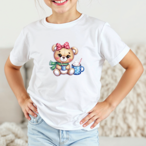 Vaikiški marškinėliai su spauda „Teddy su kakava“