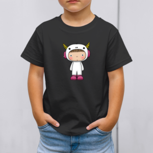 Vaikiški marškinėliai su spauda „Balto pūko monstriukas“