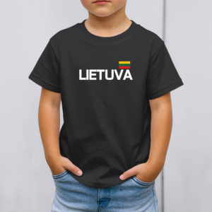 Vaikiški marškinėliai su spauda „Lietuva su vėliava“