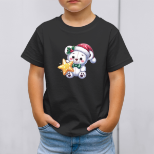 Vaikiški marškinėliai su spauda „Meškiukas su Kalėdine žvaigžde“