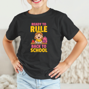 Vaikiški marškinėliai su spauda „Pasiruošusi valdyti mokyklą“