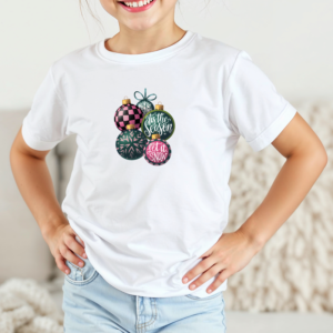 Vaikiški marškinėliai su spauda „Eglutės žaisliukai“