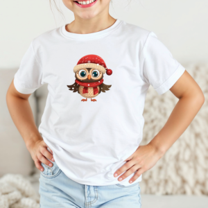 Vaikiški marškinėliai su spauda „Kalėdinė pelėda“