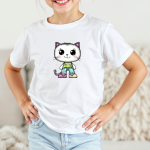 Vaikiški marškinėliai su spauda „Katytė širdutė“