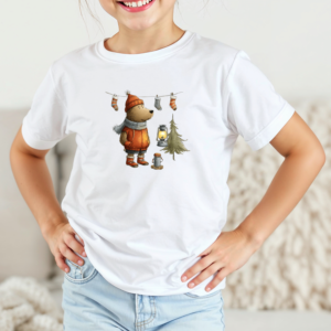 Vaikiški marškinėliai su spauda „Meškutis laukia Kalėdų stebuklo“
