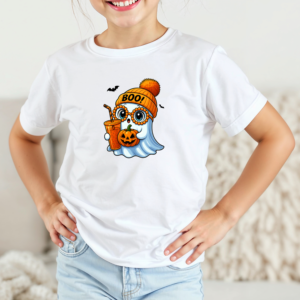 Vaikiški marškinėliai su spauda „Mielas vaiduokliukas BOO!“