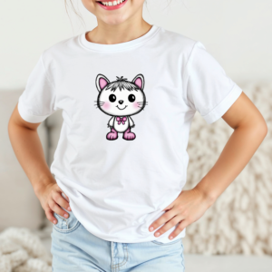 Vaikiški marškinėliai su spauda „Smalsi katytė“