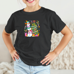 Vaikiški marškinėliai su spauda „Linksmi sniego draugai“