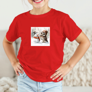 Vaikiški marškinėliai su spauda „Pelėdos ir sniego senio pasimatymas“