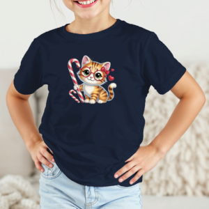 Vaikiški marškinėliai su spauda „Kačiukas su saldainine lazdele“