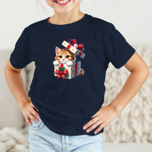 Vaikiški marškinėliai su spauda „Kalėdinė miau dovana“