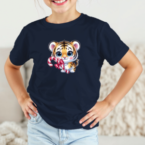 Vaikiški marškinėliai su spauda „Kalėdų tigriukas“