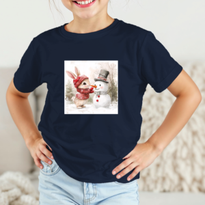 Vaikiški marškinėliai su spauda „Zuikučio ir sniego senio džiaugsmas“