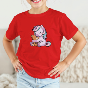 Vaikiški marškinėliai su spauda „Vienaragis ir meškiukas“