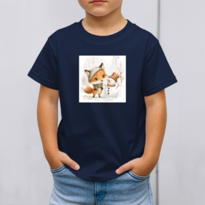 Vaikiški marškinėliai su spauda „Laputės ir sniego senio šypsenos“