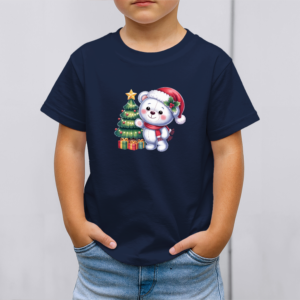 Vaikiški marškinėliai su spauda „Meškiukas puošia eglutę“