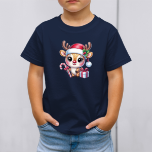 Vaikiški marškinėliai su spauda „Rudolfas su dovanėle“